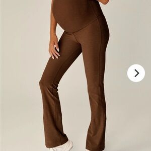 Beyond the bump maternity brown space dye practice flare pants S